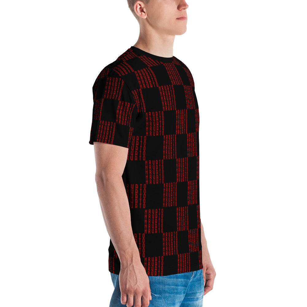 Šahovnica Men's Black T-Shirt - Traditional Croatian Design