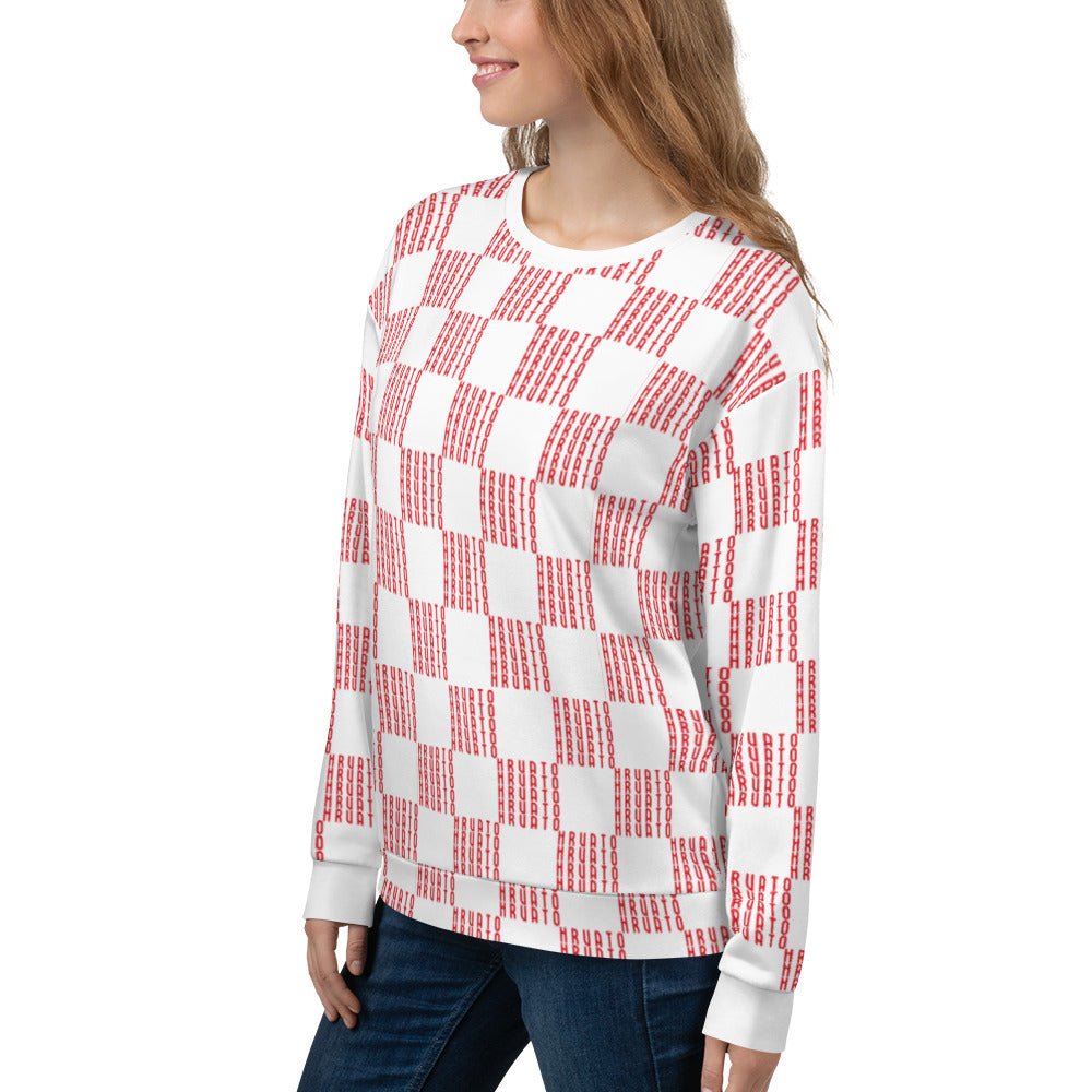 Women Sweatshirt HRVATO pattern white - Croatian sweater by HRVATO
