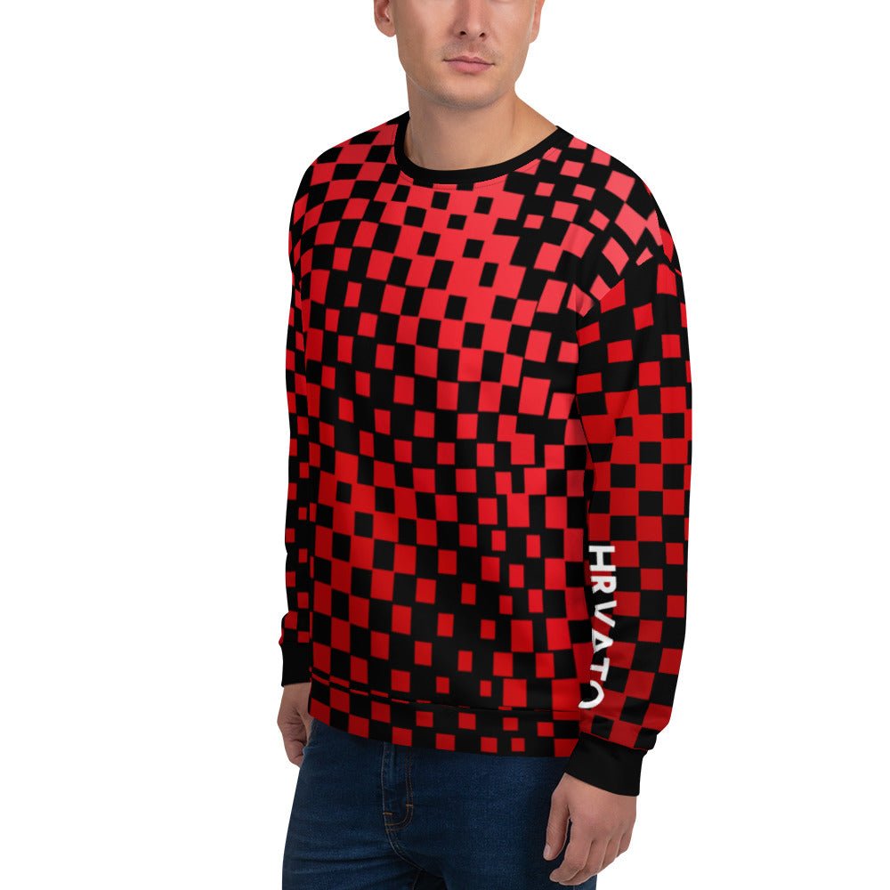 Šahovnica Croatian Checkerboard Men's Sweatshirt – Red, left front view