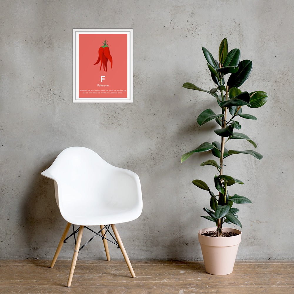 Feferoni Croatian alphabet print in a white frame, 16x20 in, on a wall