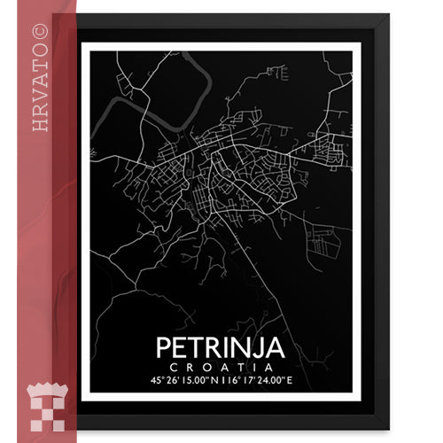 Petrinja - White City Map Framed Wall Art