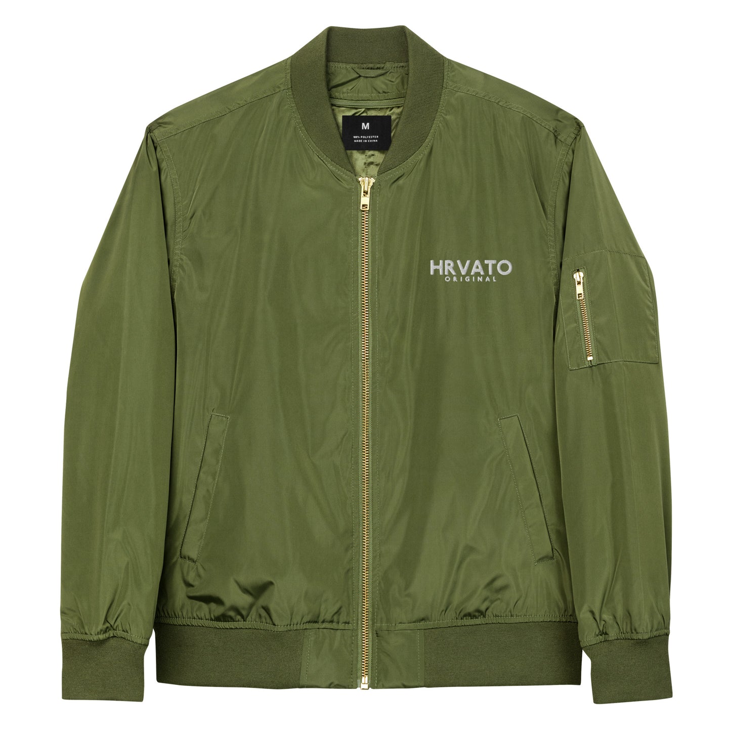 Premium recycled bomber jacket HRVATO WHITE Embroidery