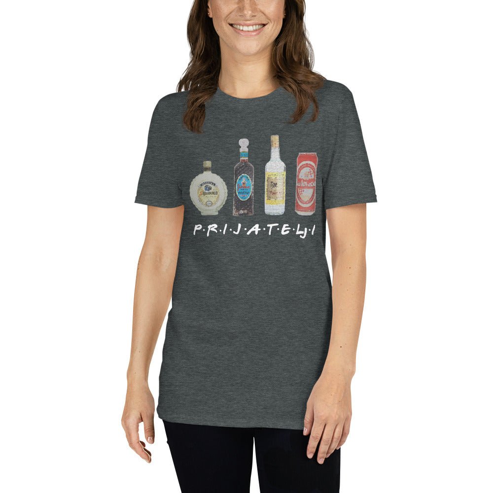 Prijatelji Boce Croatian t-shirt in dark heather, worn front view