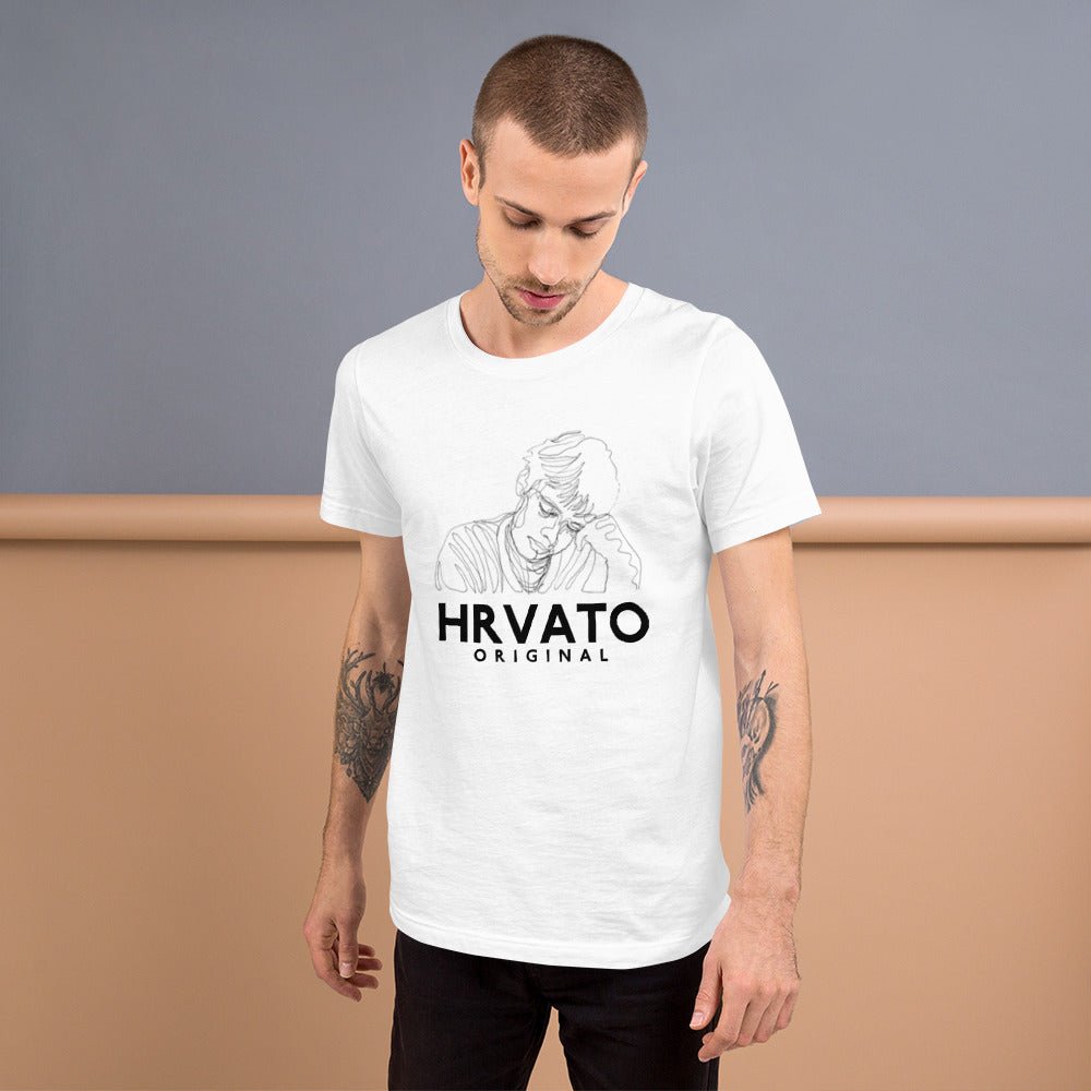 HRVATO Croatian t-shirt in white, worn front view