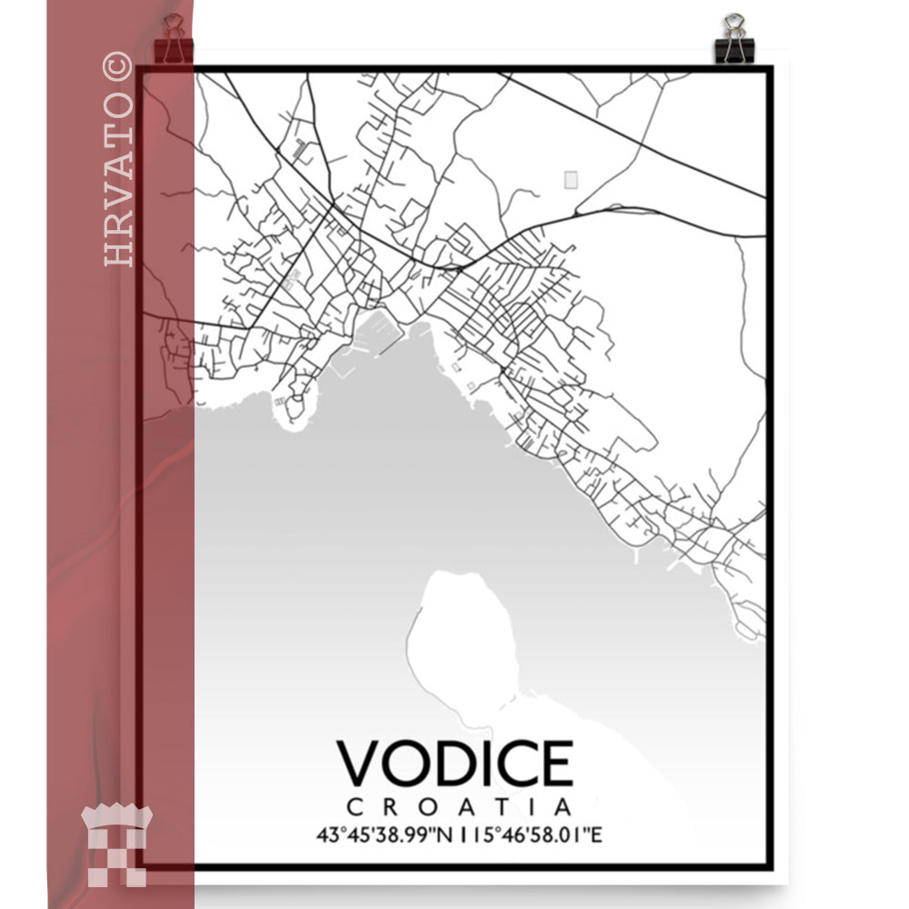 Vodice - White City Map Matte Poster