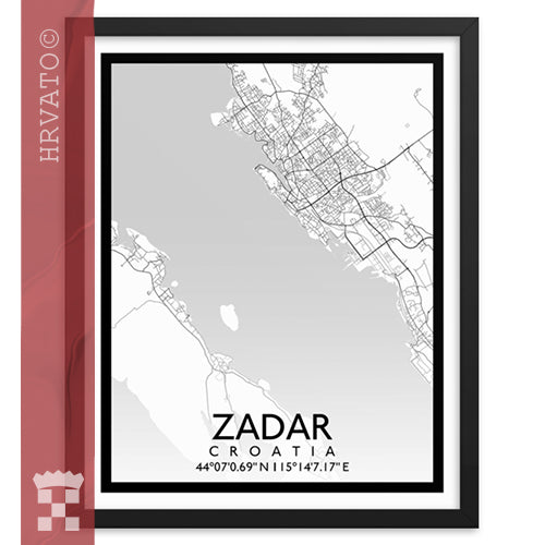 Zadar - White City Map Framed Wall Art