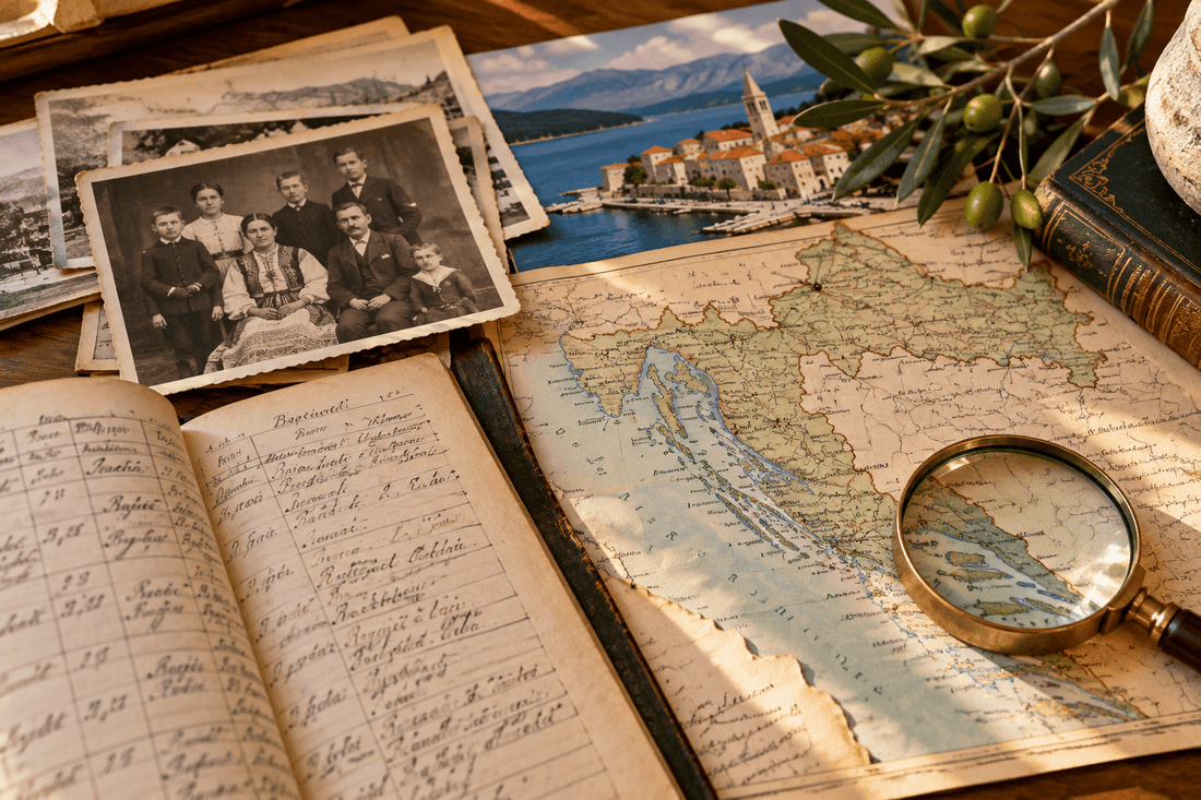 Historic Croatian family photos, genealogy records and map of Croatia for researching Croatian ancestry