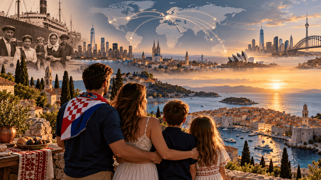 Croatian diaspora family reconnecting with Croatian heritage and ancestral roots