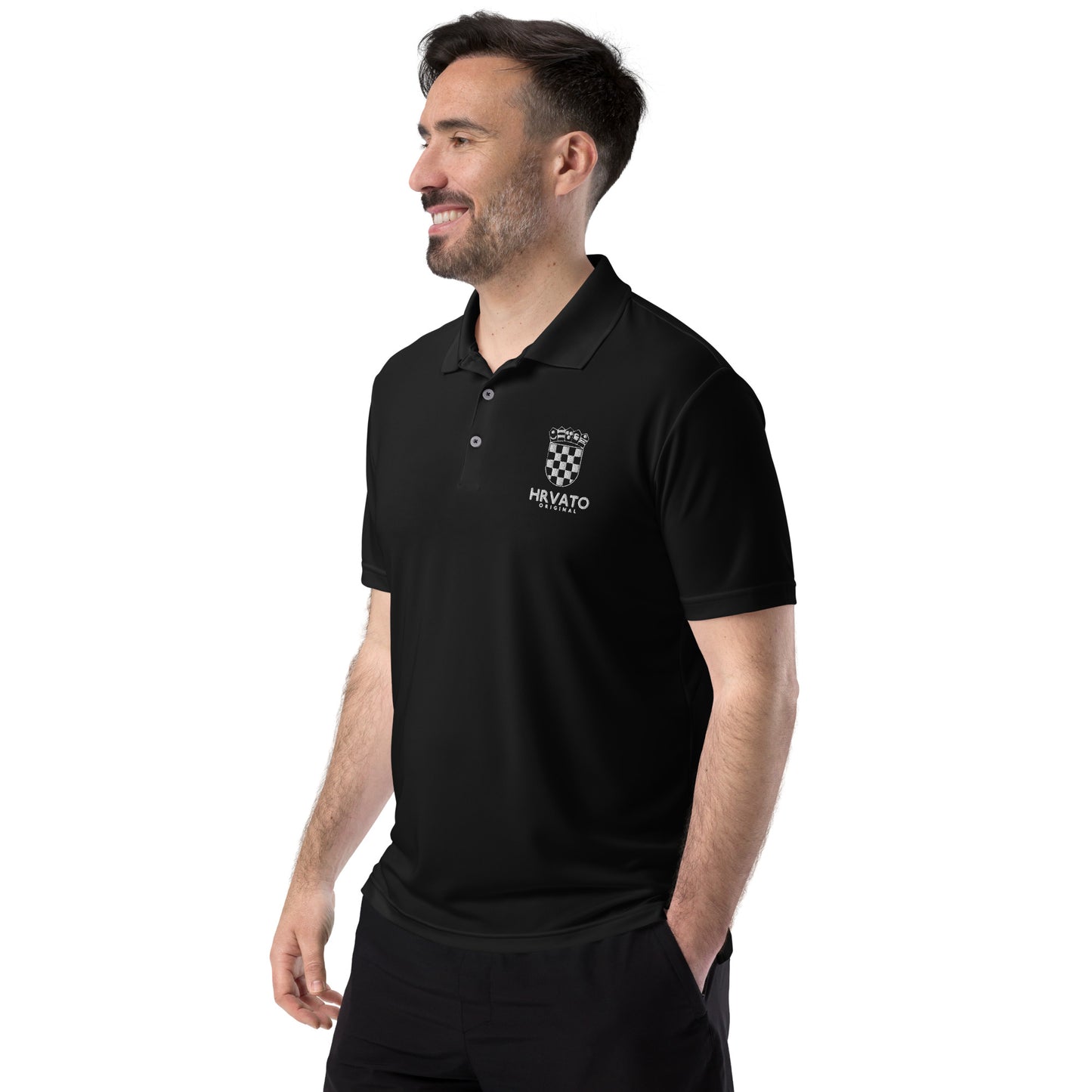 Adidas x Hrvato Polo Shirt with Croatian Coat of Arms Embroidery.