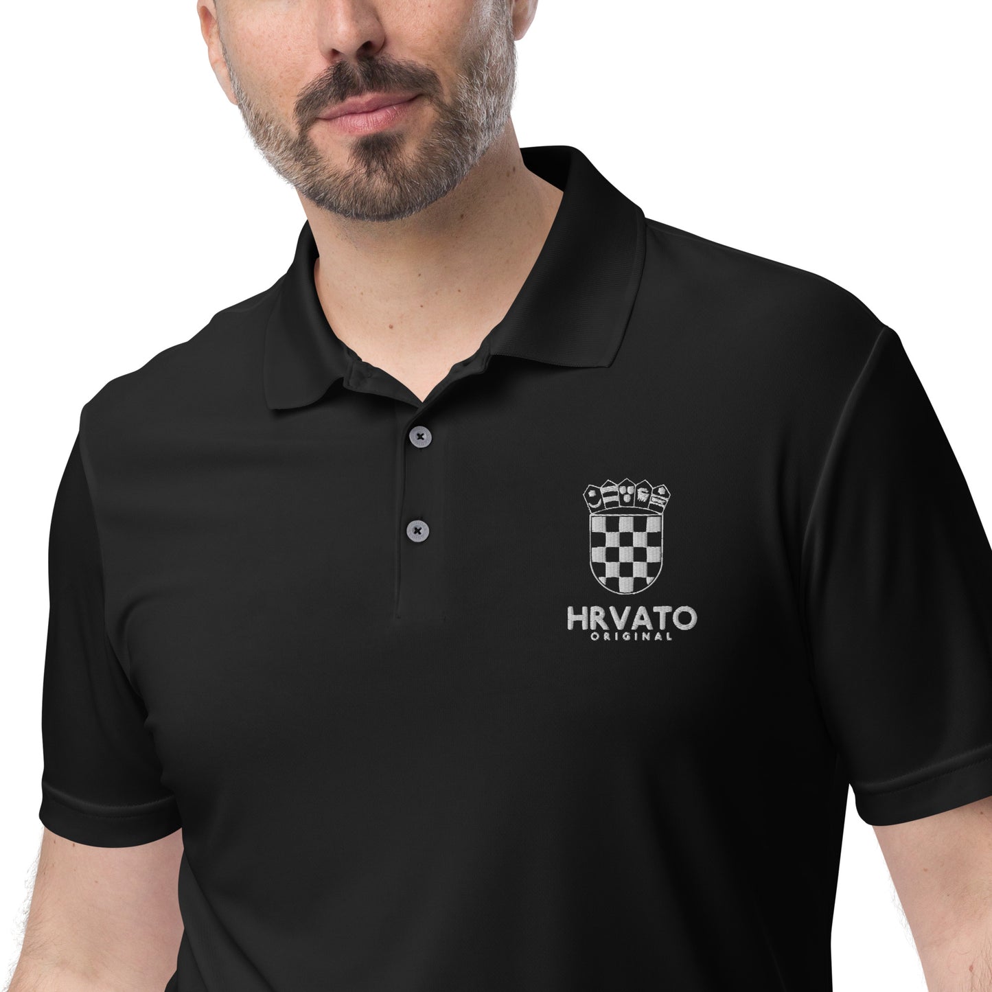 Adidas x Hrvato Polo Shirt with Croatian Coat of Arms Embroidery.