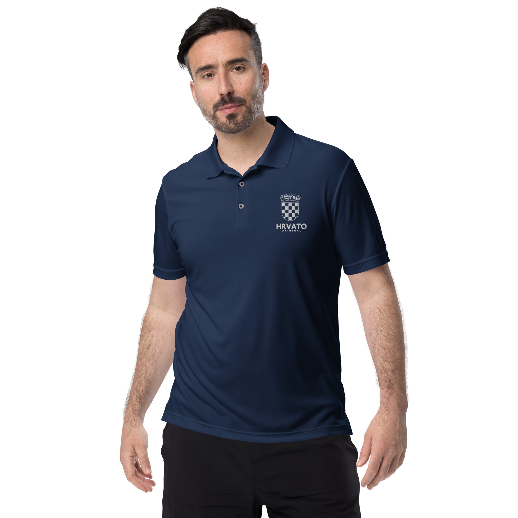 Adidas x Hrvato Polo Shirt with Croatian Coat of Arms Embroidery.
