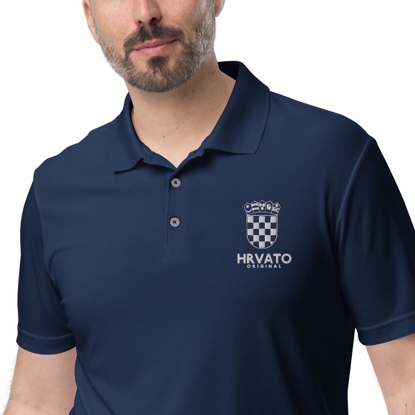 Adidas x Hrvato Polo Shirt with Croatian Coat of Arms Embroidery.