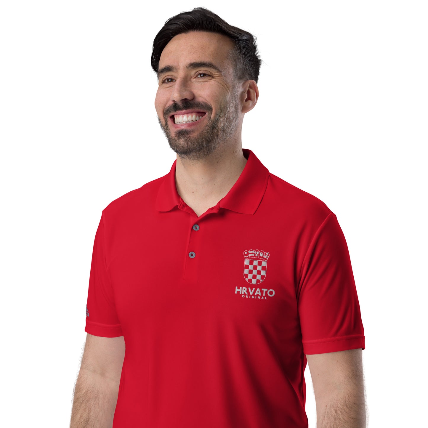 Adidas x Hrvato Polo Shirt with Croatian Coat of Arms Embroidery.