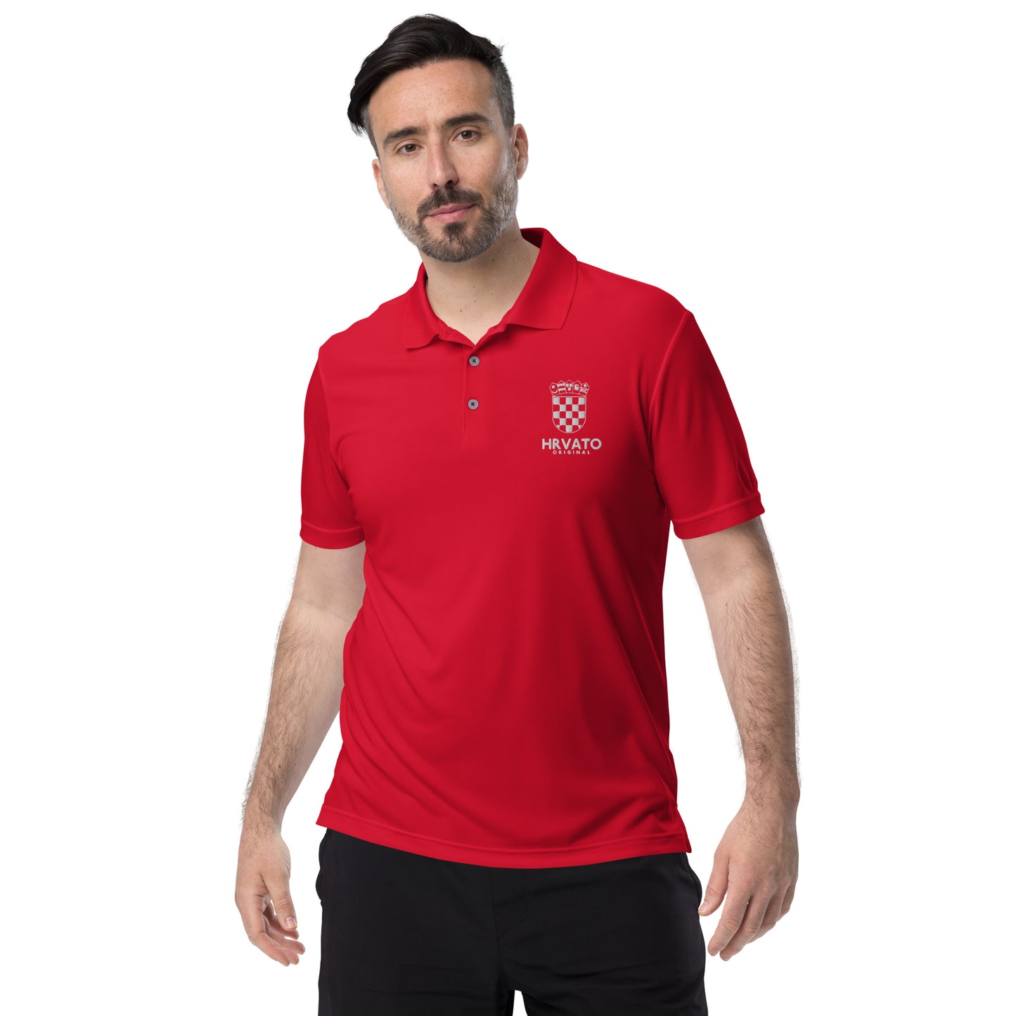 Adidas x Hrvato Polo Shirt with Croatian Coat of Arms Embroidery.