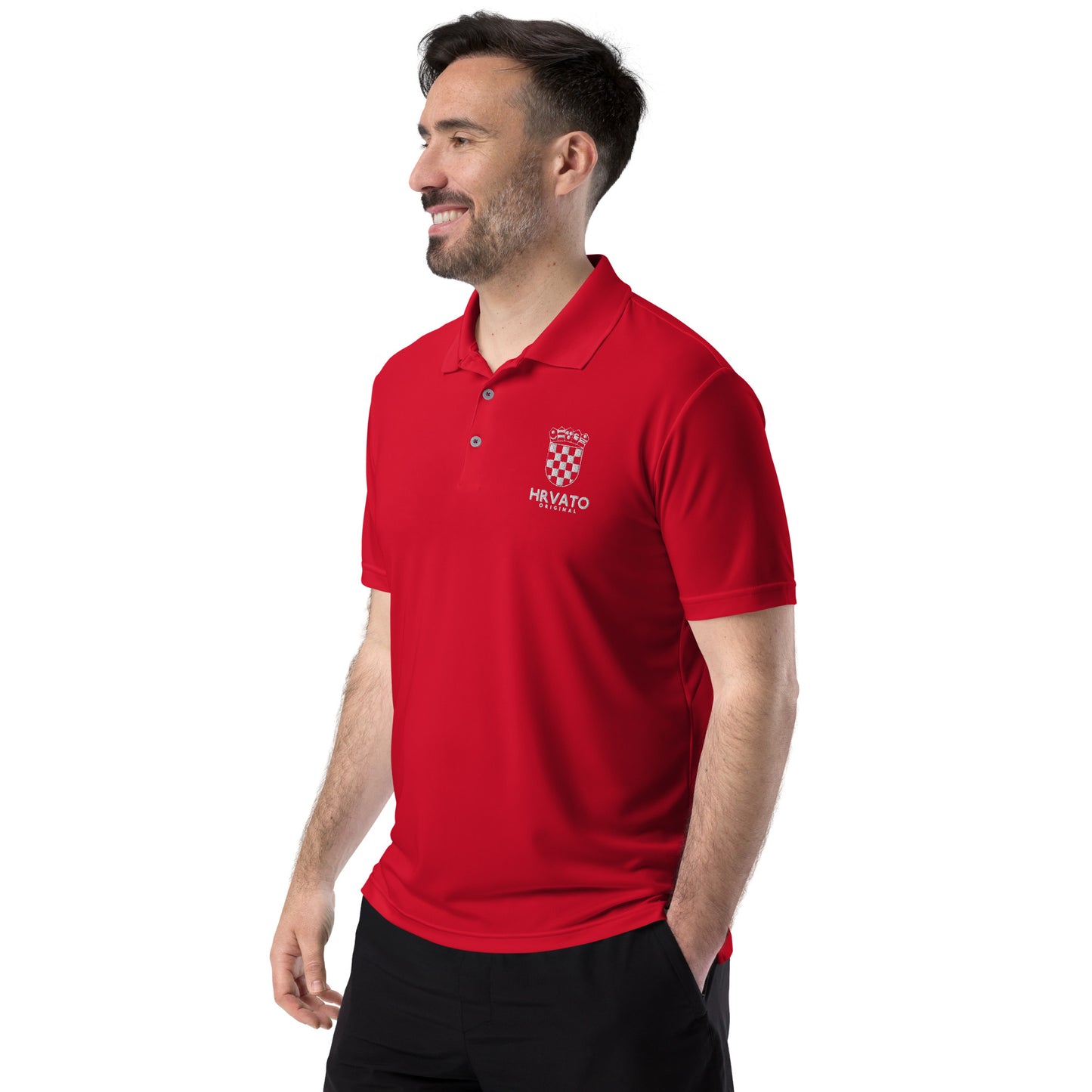 Adidas x Hrvato Polo Shirt with Croatian Coat of Arms Embroidery.