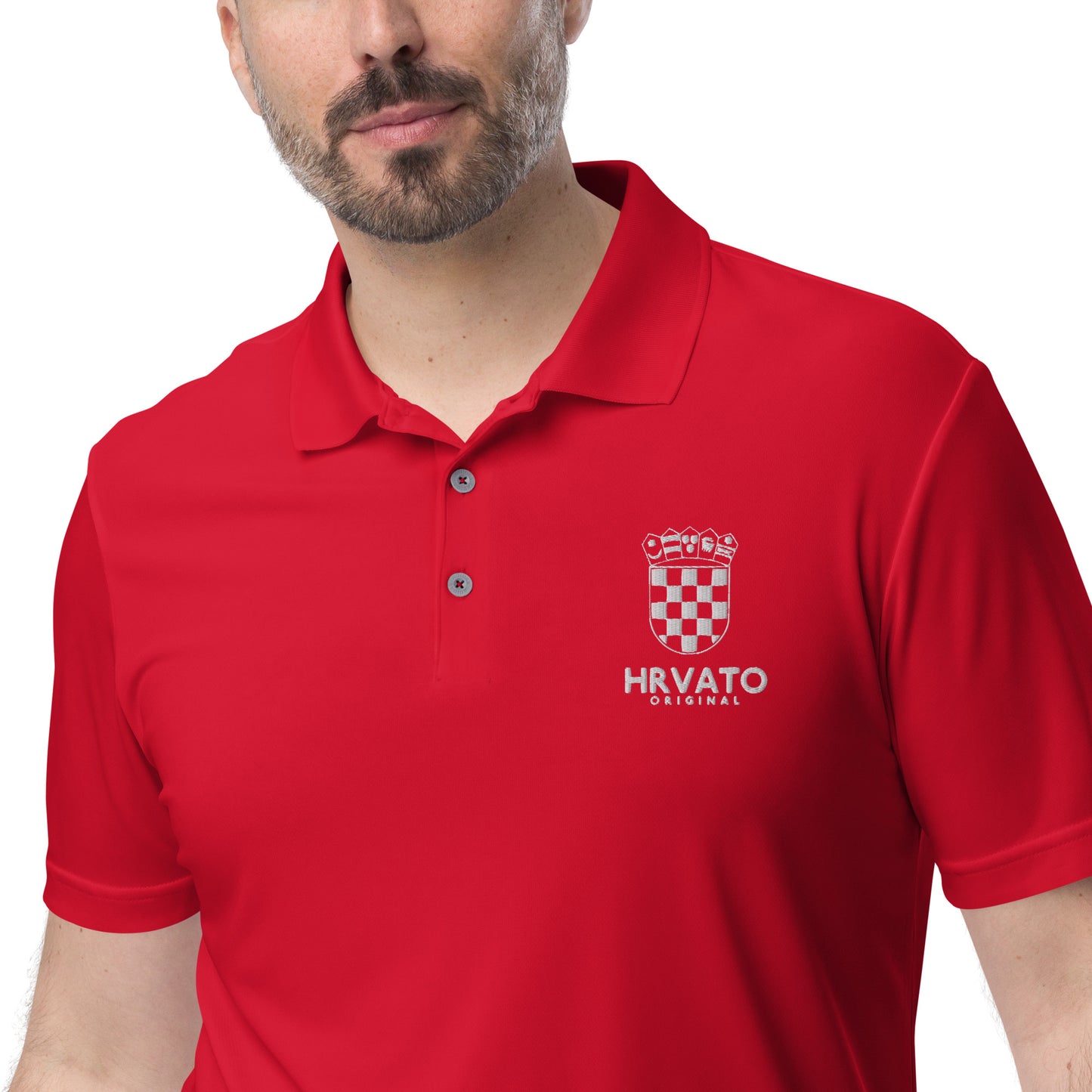 Adidas x Hrvato Polo Shirt with Croatian Coat of Arms Embroidery.