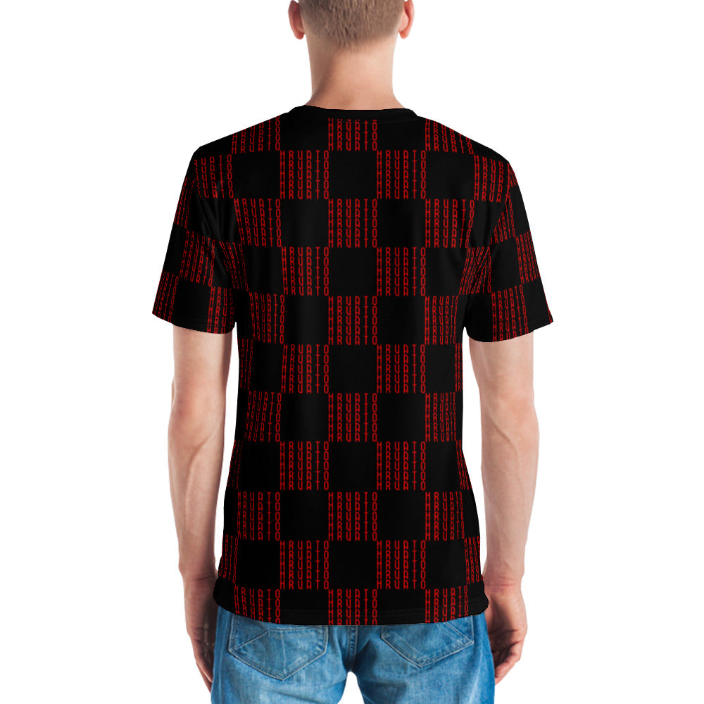 Šahovnica Men's Black T-Shirt - Traditional Croatian Design