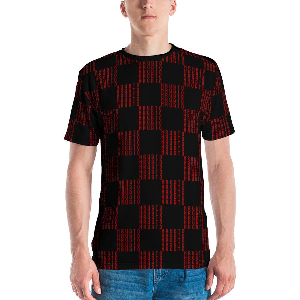 Šahovnica Men's Black T-Shirt - Traditional Croatian Design