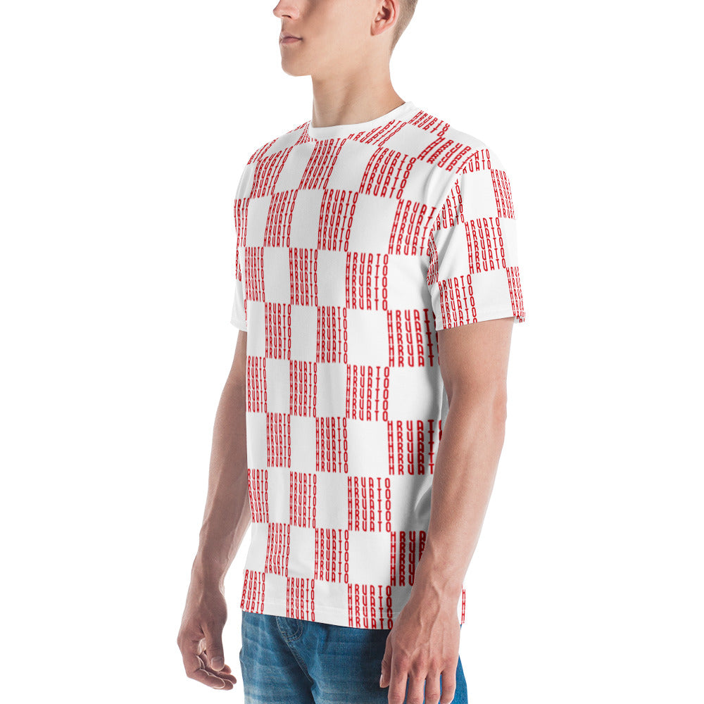 Šahovnica Men's White T-Shirt - Traditional Croatian Design