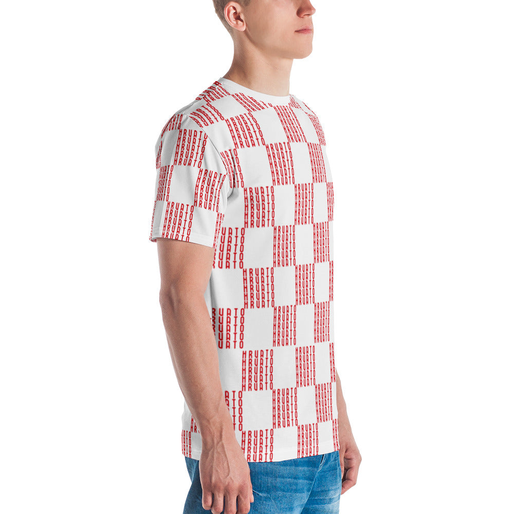 Šahovnica Men's White T-Shirt - Traditional Croatian Design