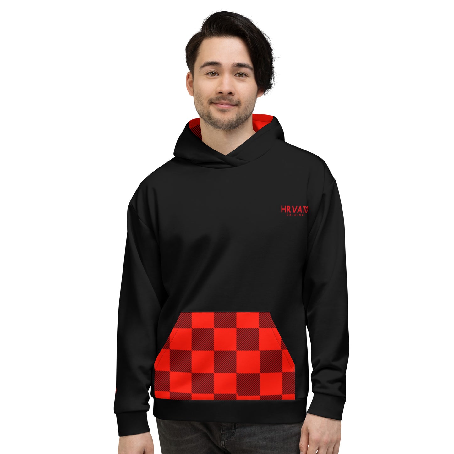 Men Hoodie pattern CROATIA red