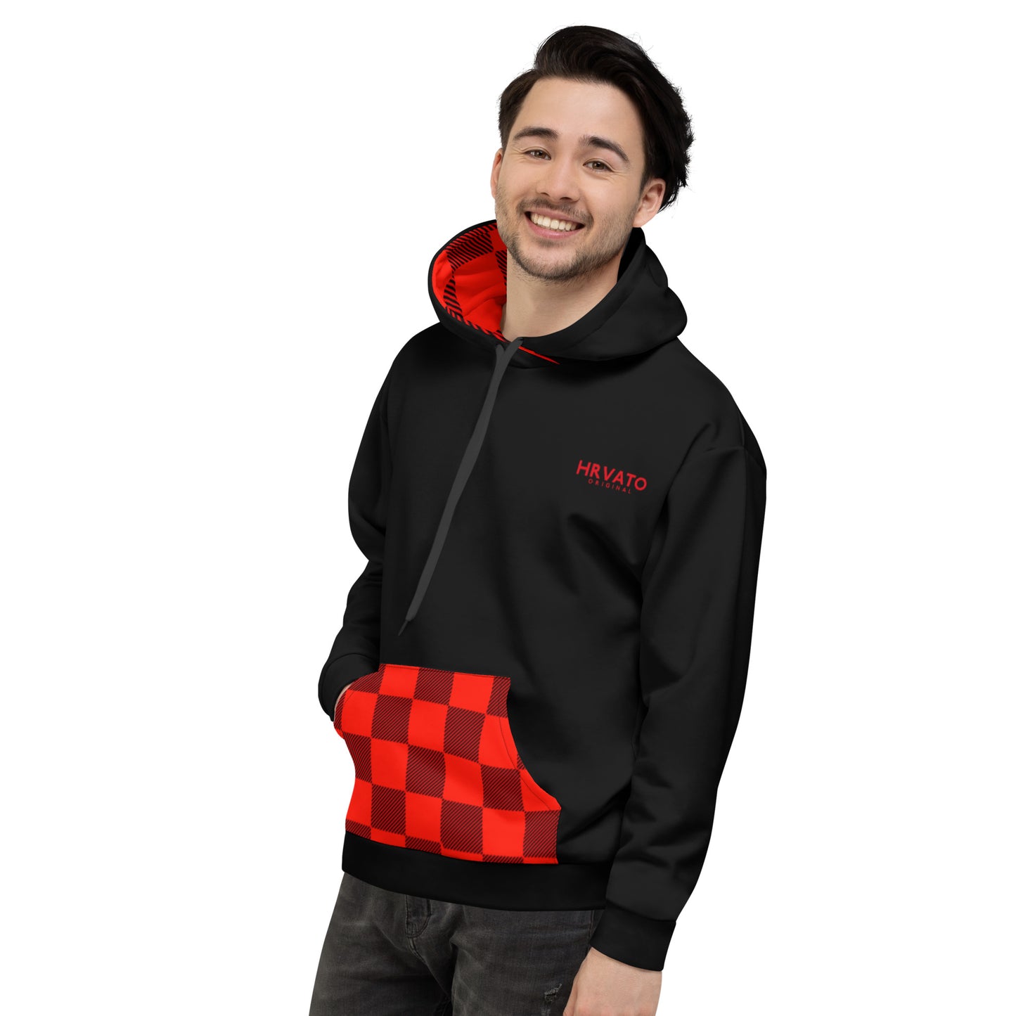 Men Hoodie pattern CROATIA red