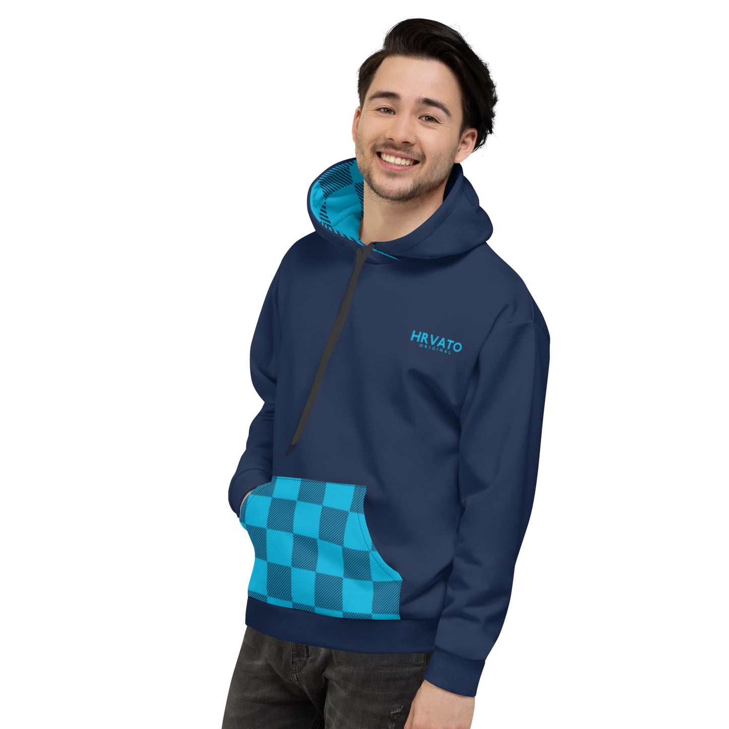 Men Hoodie pattern CROATIA blue