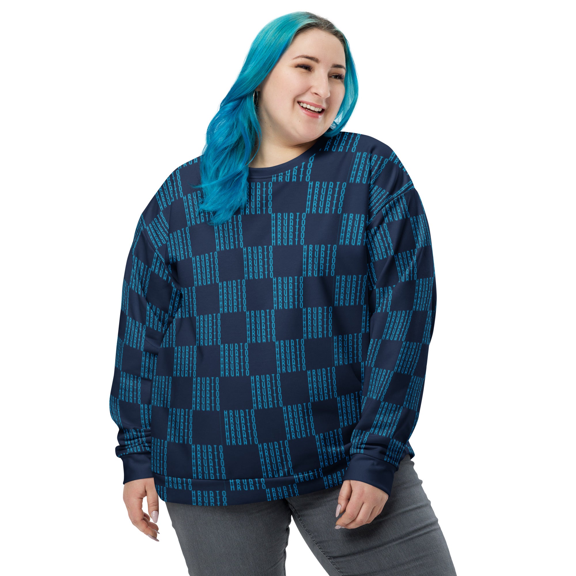 Women Sweatshirt HRVATO pattern blue