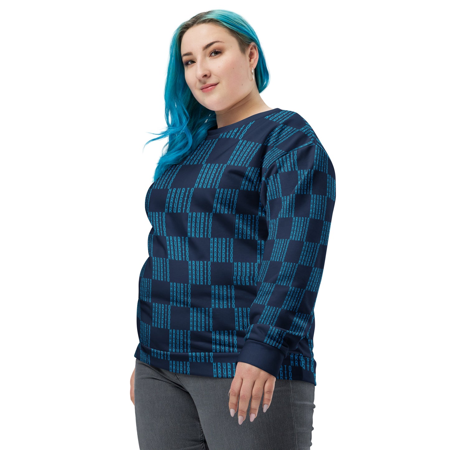 Women Sweatshirt HRVATO pattern blue