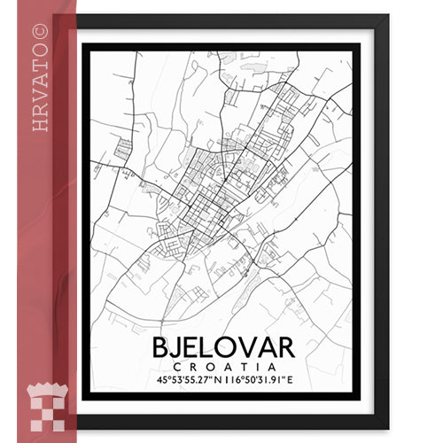 Bjelovar - White City Map Framed Wall Art