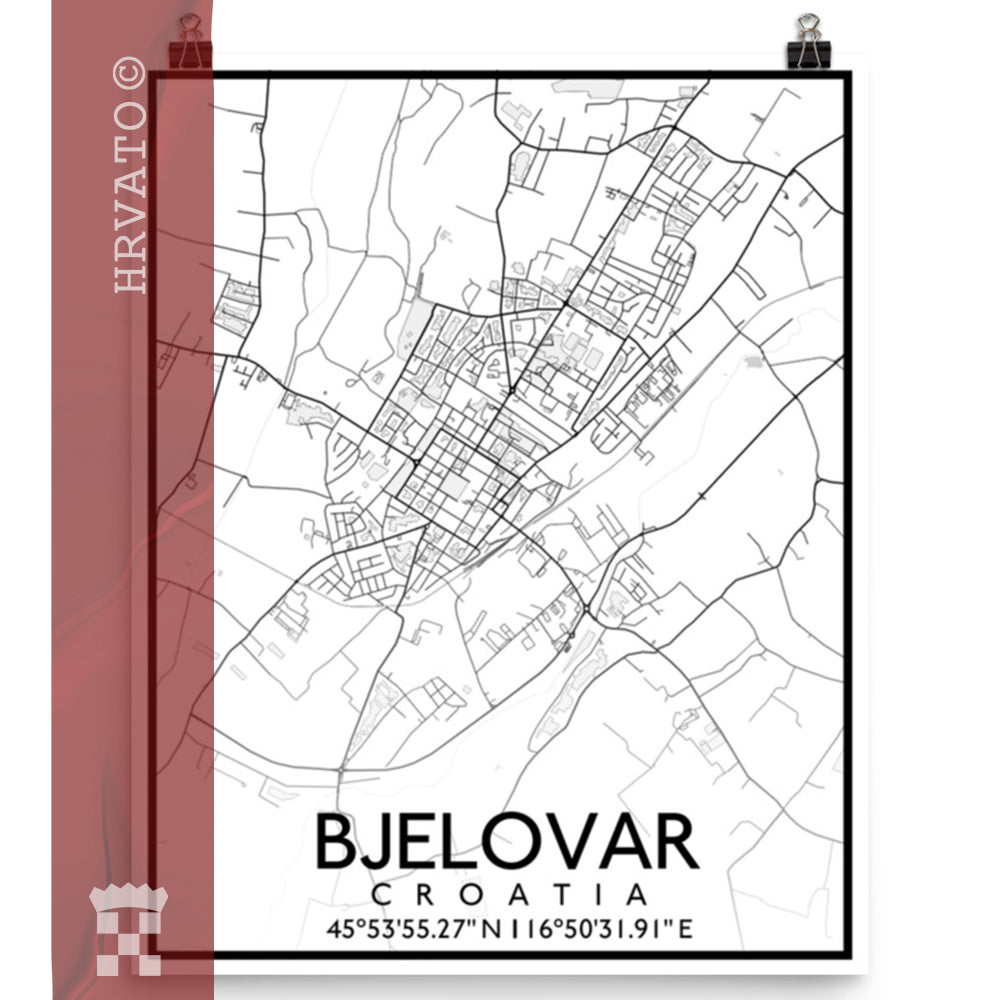 Bjelovar - White City Map Matte Poster