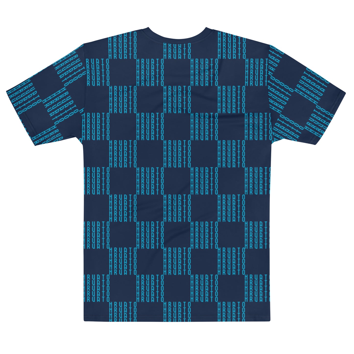 Šahovnica Men's Blue T-Shirt - Traditional Croatian Design