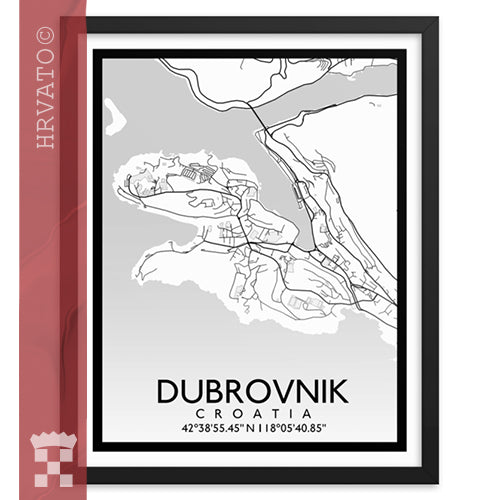 Dubrovnik - White City Map Framed Wall Art