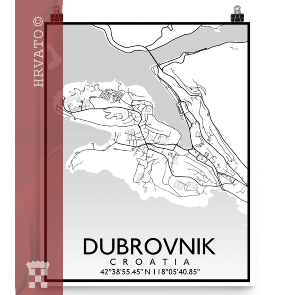 Dubrovnik - White City Map Matte Poster