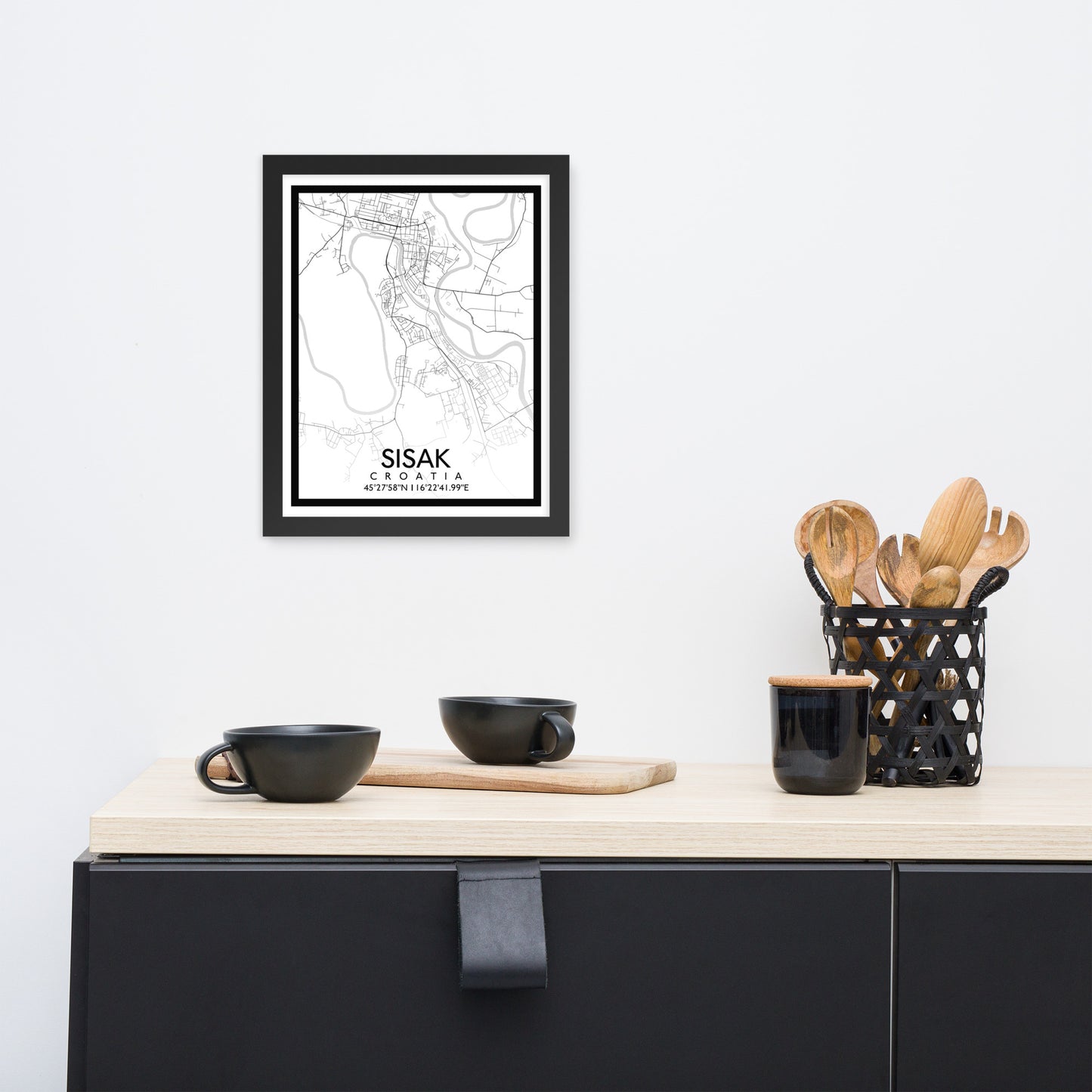 Sisak - White City Map Framed Wall Art