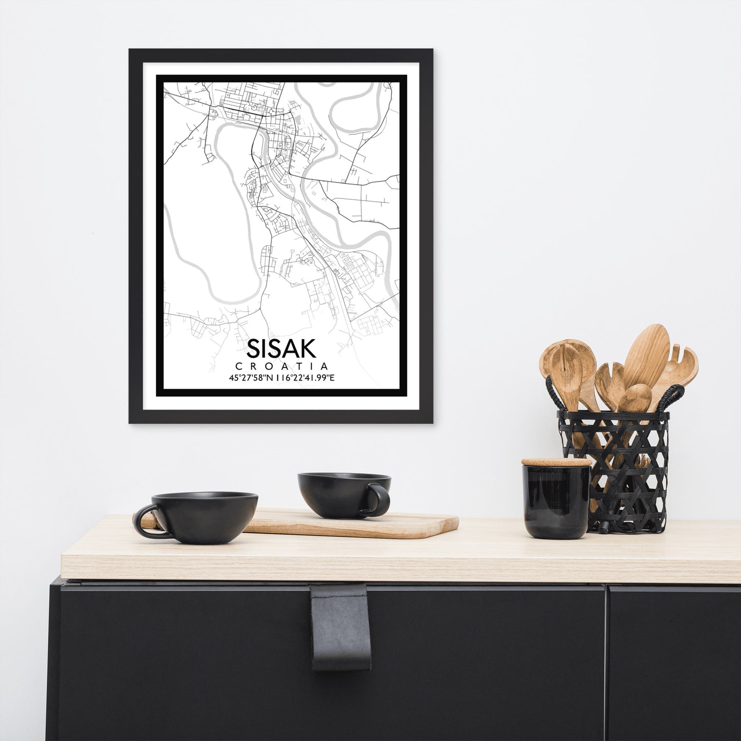 Sisak - White City Map Framed Wall Art