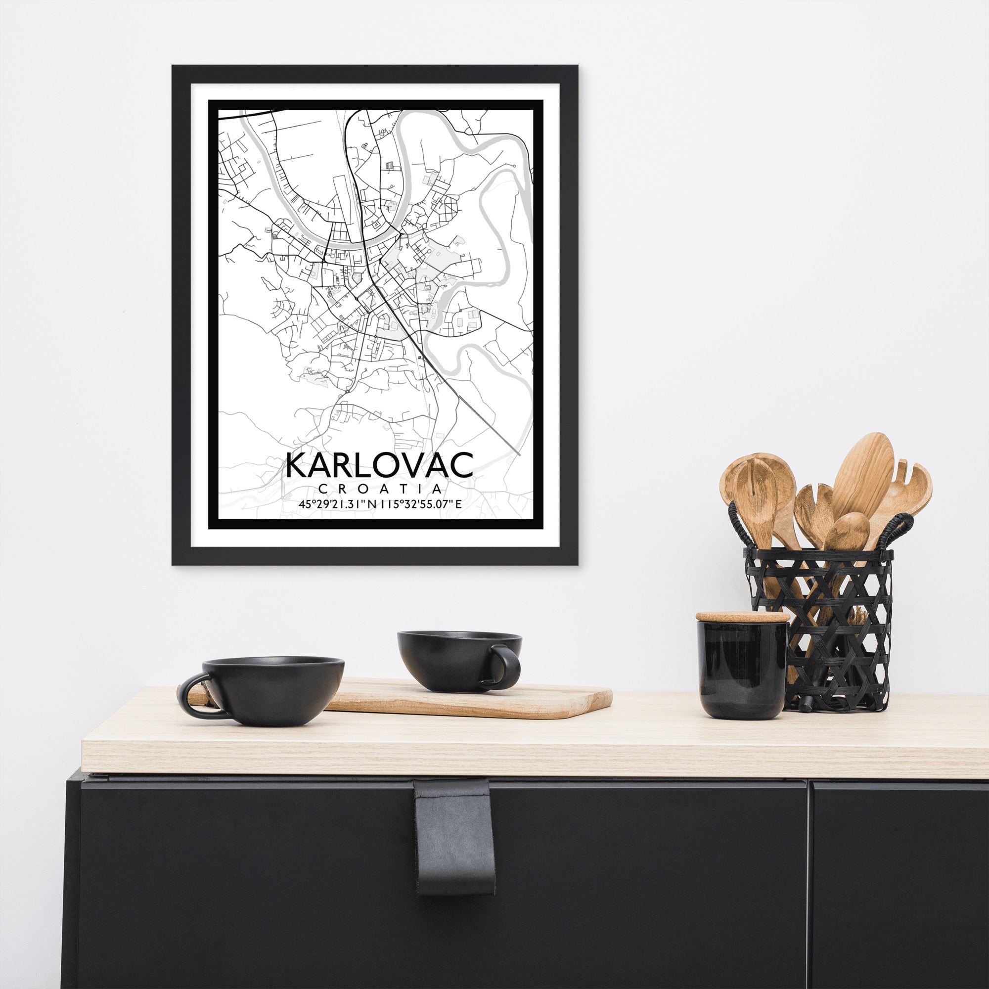 Karlovac - White City Map Framed Wall Art