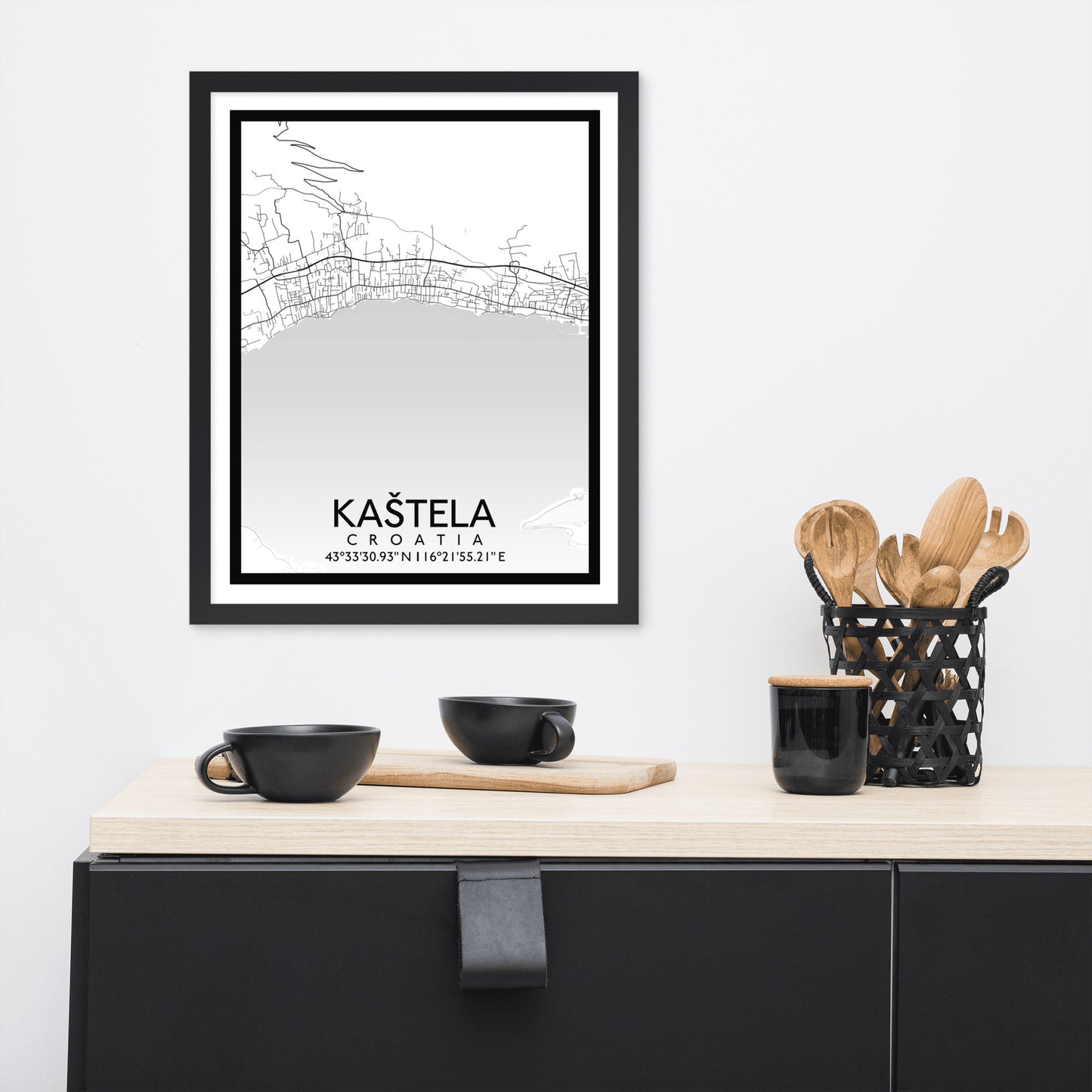 Kaštela - White City Map Framed Wall Art