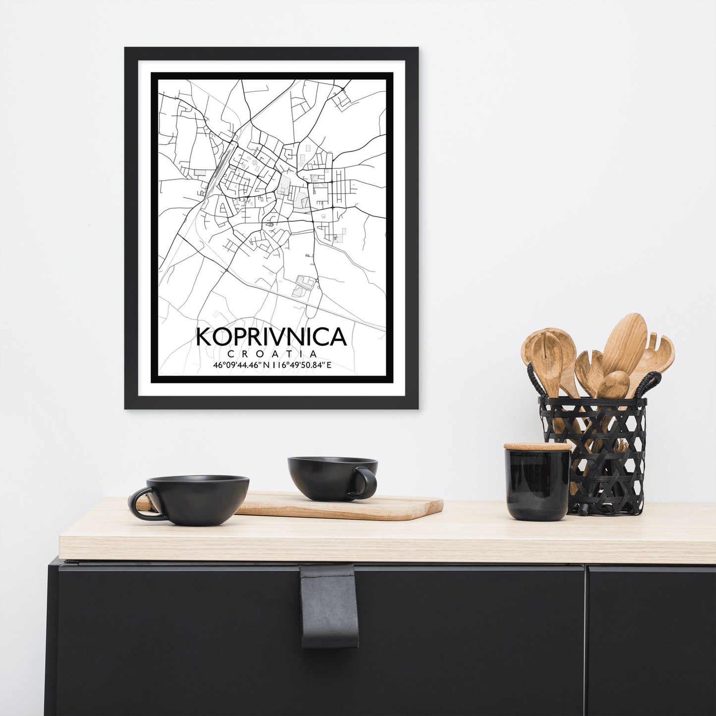 Koprivnica - White City Map Framed Wall Art