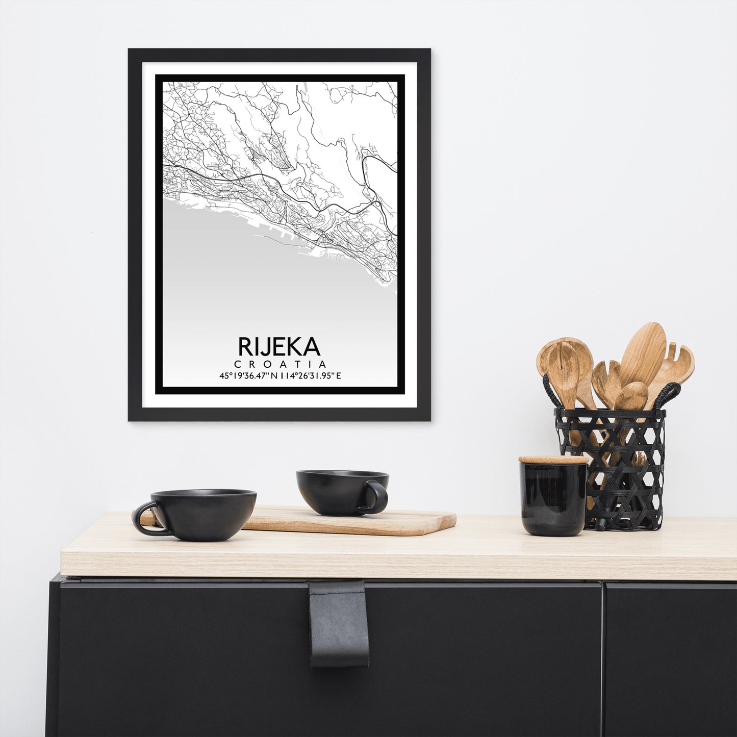 Rijeka - White City Map Framed Wall Art