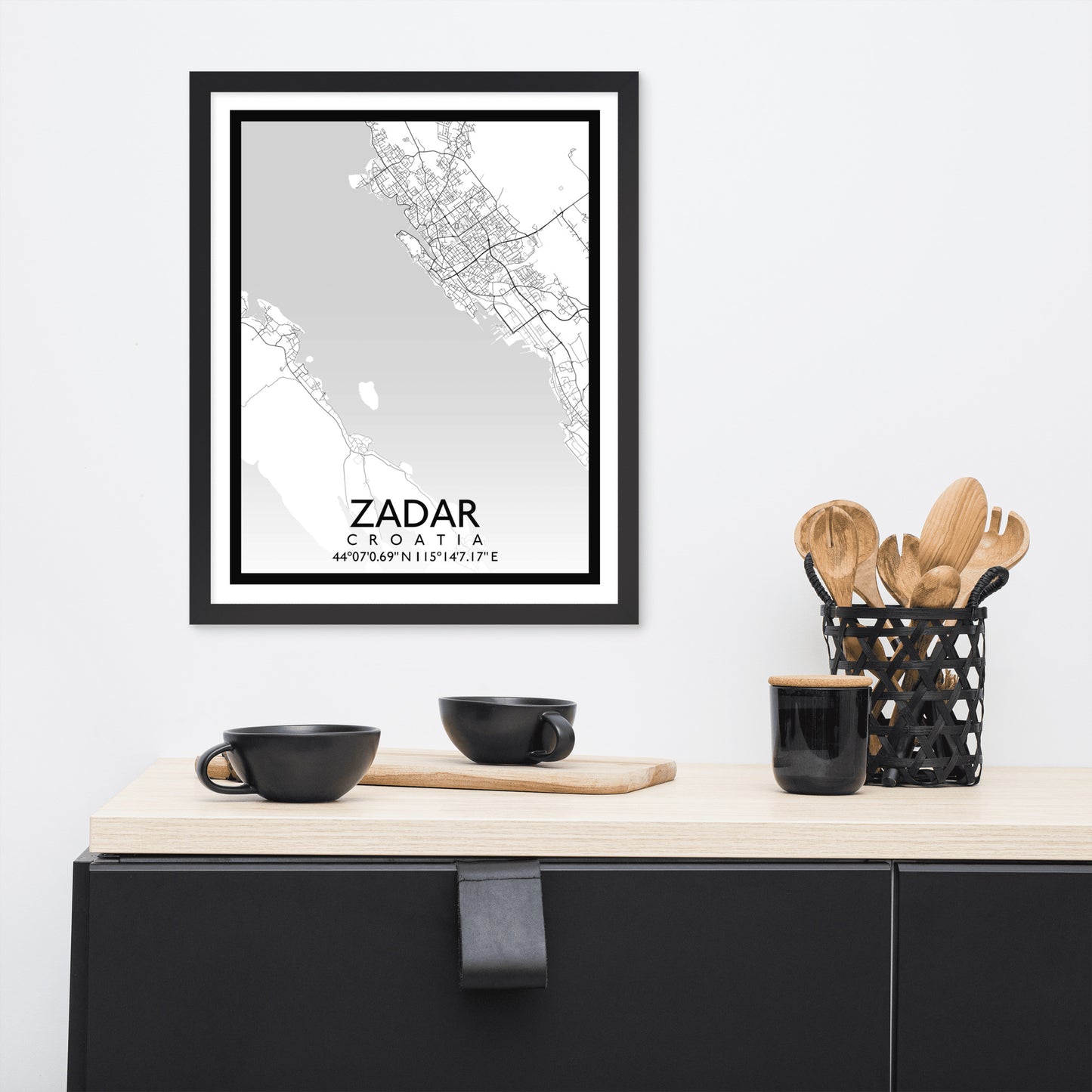 Zadar - White City Map Framed Wall Art