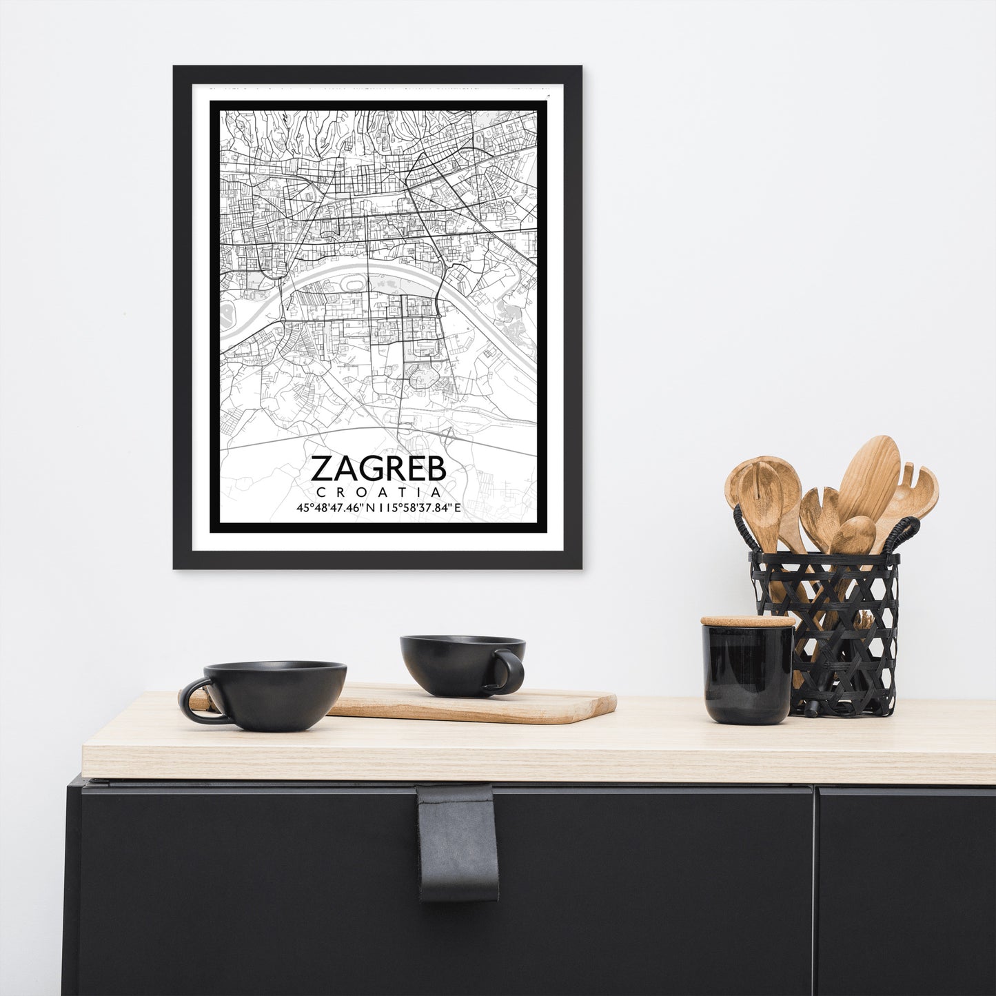 Zagreb - White City Map Framed Wall Art