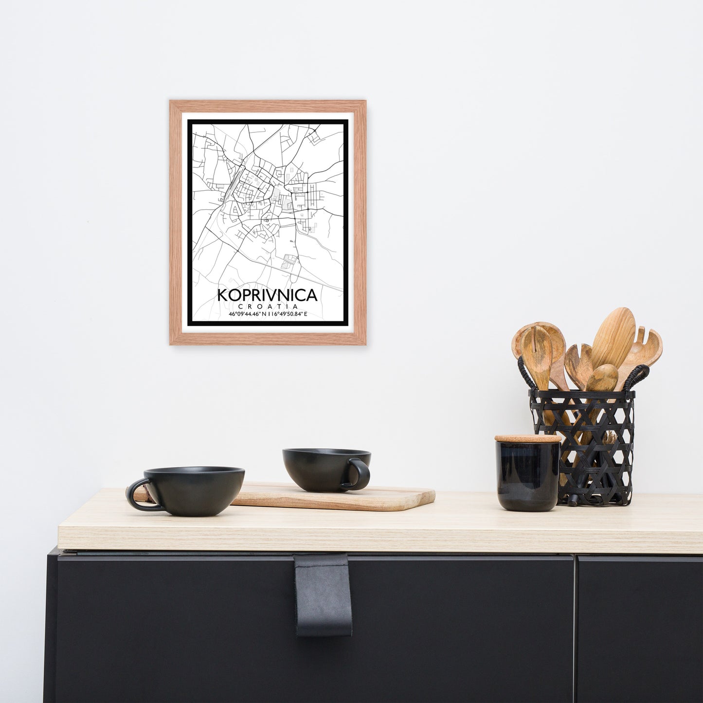 Koprivnica - White City Map Framed Wall Art