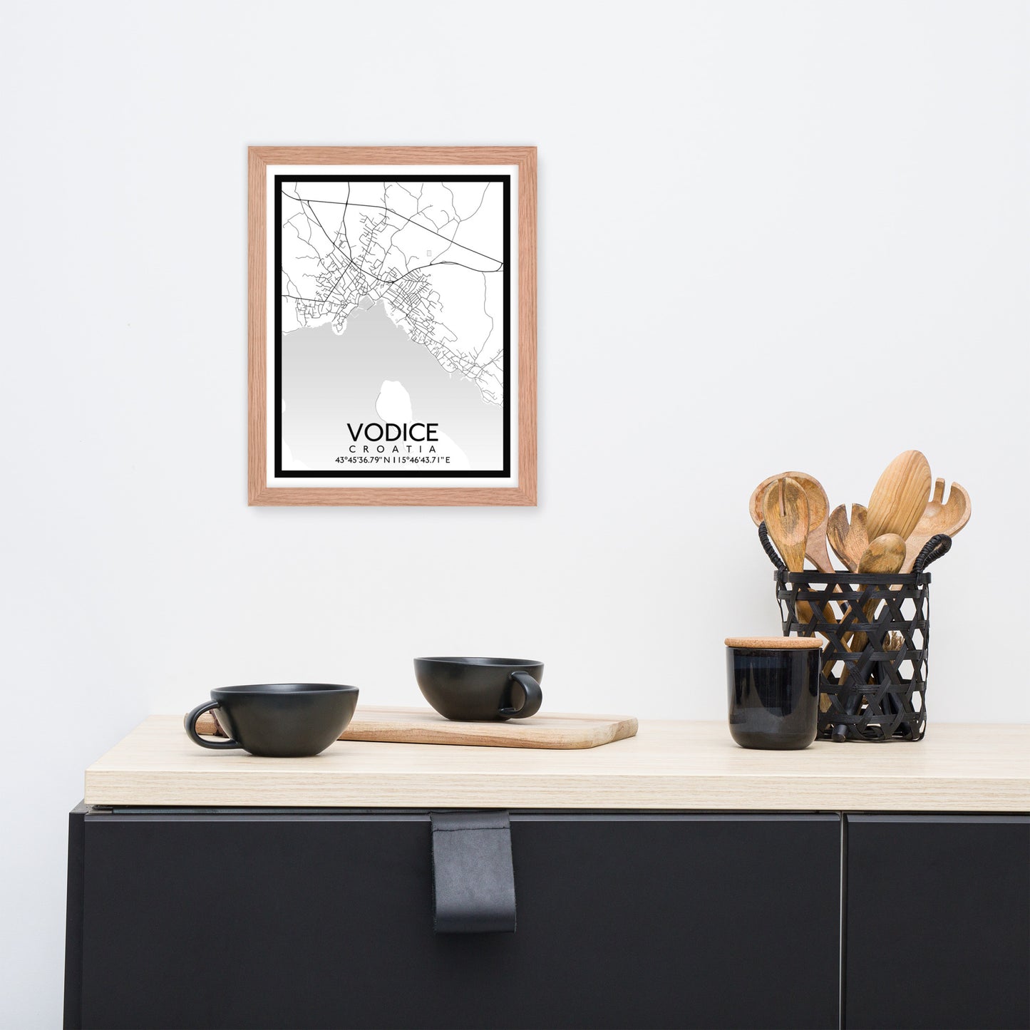 Vodice - White City Map Framed Wall Art