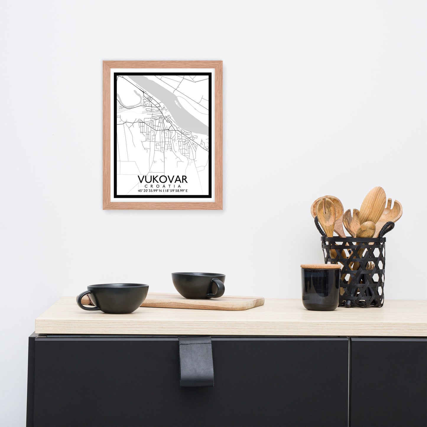 Vukovar - White City Map Framed Wall Art