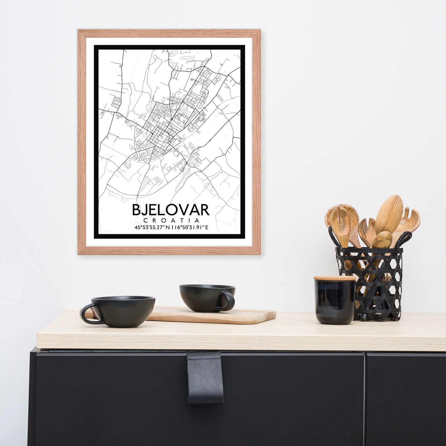 Bjelovar - White City Map Framed Wall Art