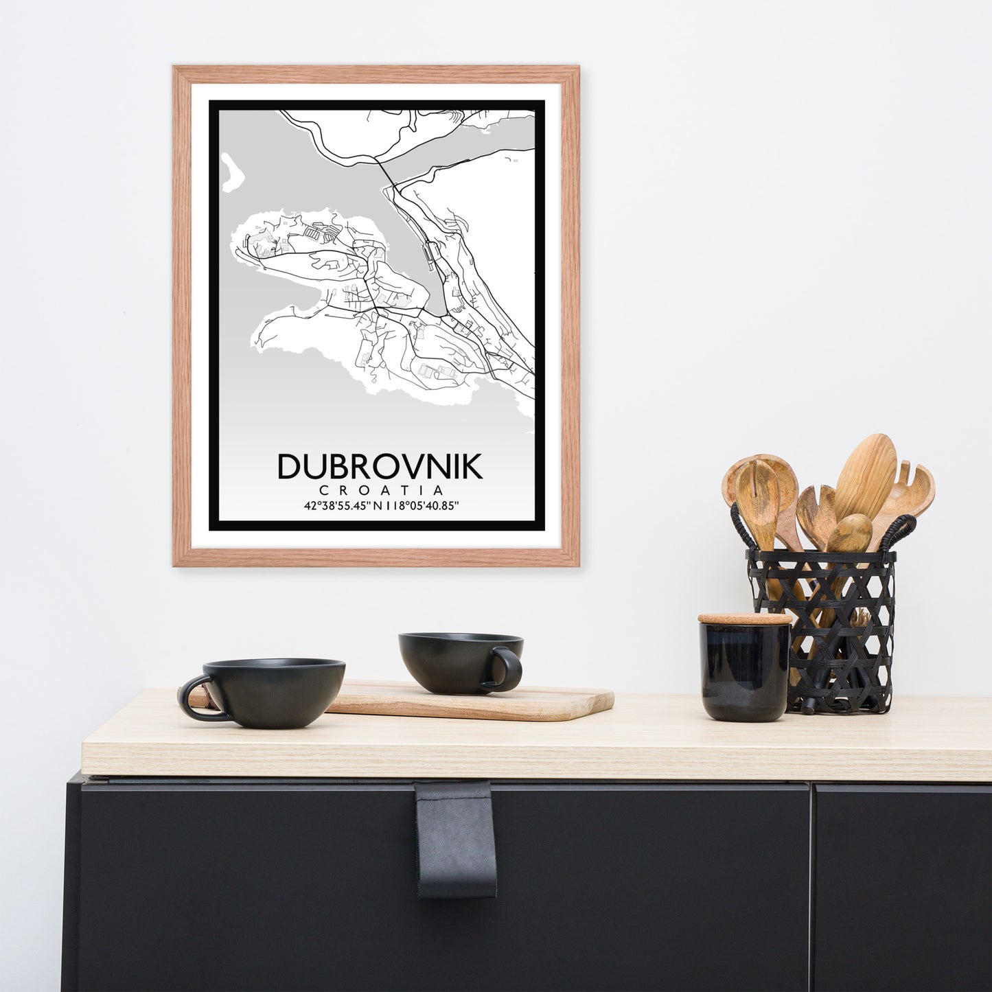 Dubrovnik - White City Map Framed Wall Art