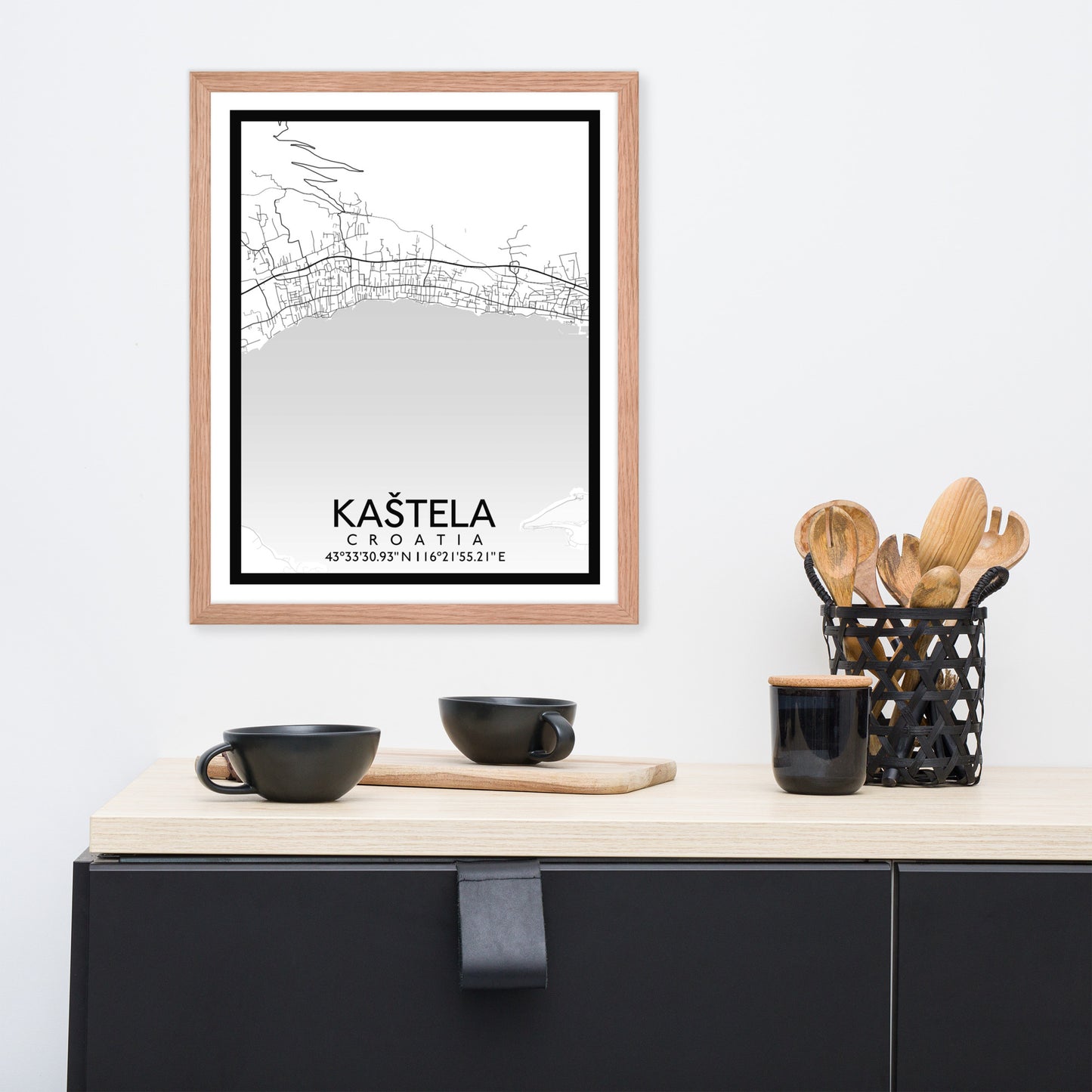 Kaštela - White City Map Framed Wall Art