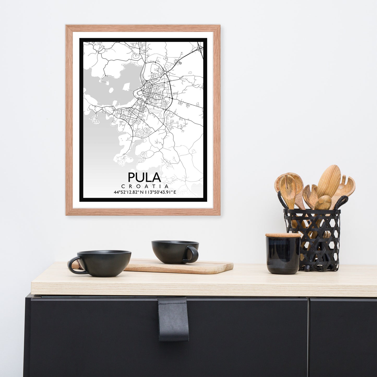 Pula - White City Map Framed Wall Art