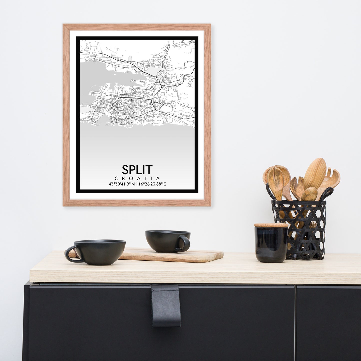 Split - White City Map Framed Wall Art